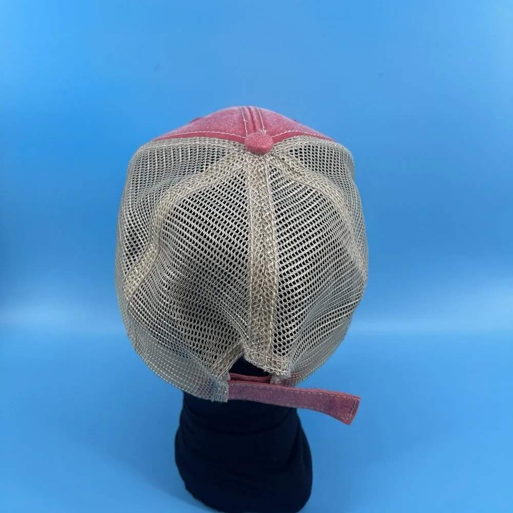 Top of the Rock Hat Snapback Trucker Mesh Red Beige Rockefeller Center NYC Men